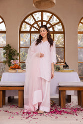 Farshi Shalwar Baby Pink Raw Silk 4PC Suit