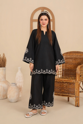 Monochrome Embroidered Cambric 2PC
