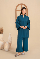 Teal Matte Twill Co-Ord Set