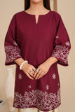 Burgundy Embroidered Cambric 2PC