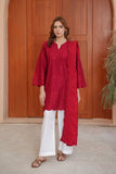 Maroon Embroidered Lawn 3PC – Schiffli