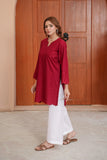 Maroon Embroidered Lawn 3PC – Schiffli