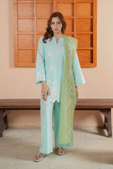 Aqua Blue Embroidered Lawn 3PC