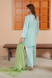 Aqua Blue Embroidered Lawn 3PC