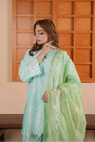 Aqua Blue Embroidered Lawn 3PC