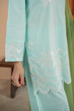 Aqua Blue Embroidered Lawn 3PC