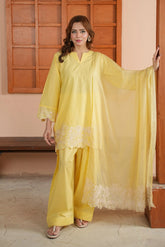 Lemon Yellow Embroidered Lawn 3PC