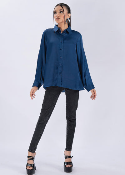 Classic Satin Shirt - Blue