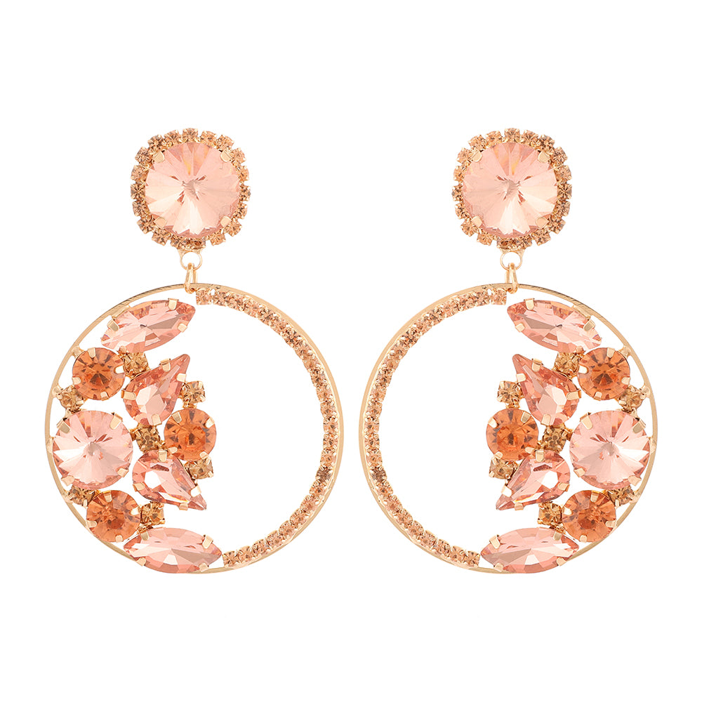 Pink Shiny Rhinestone Earrings