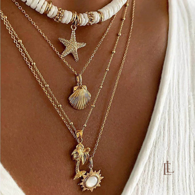 5pcs Oceanic Odyssey Beach Necklace Set