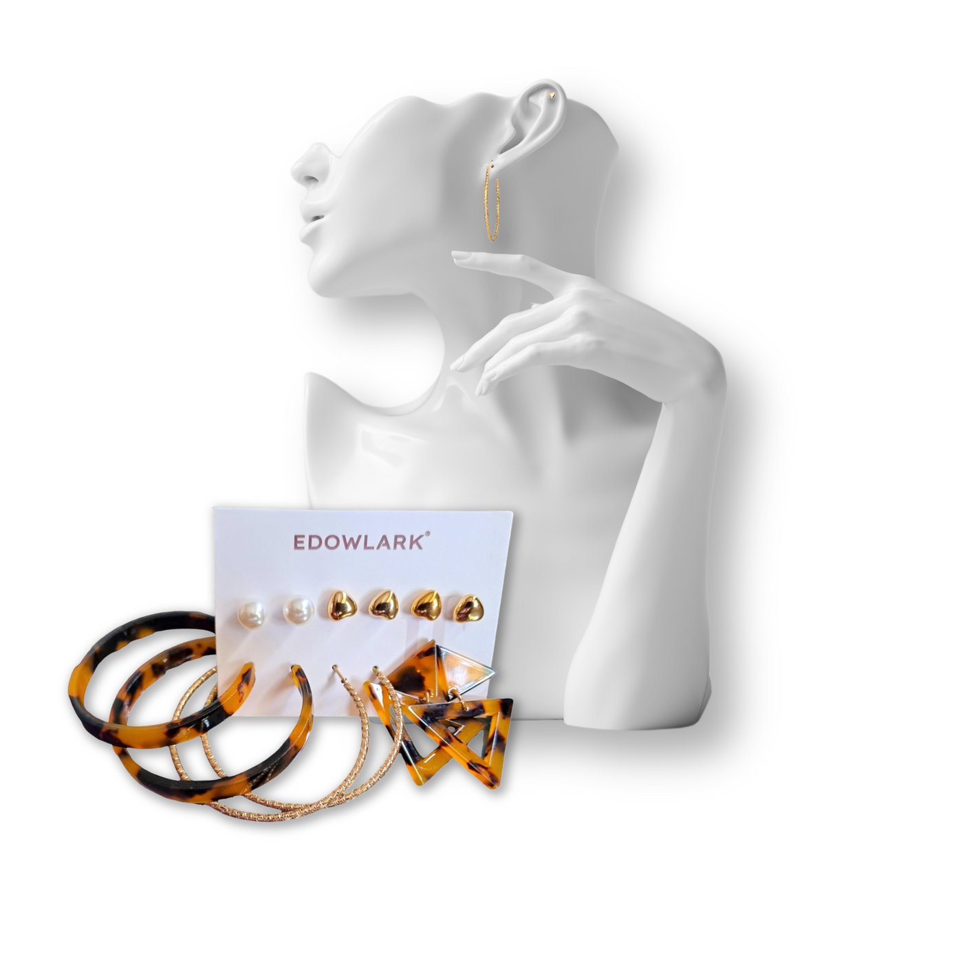 Leopard Pearl Hoop Earrings Set