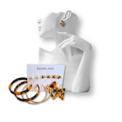 Leopard Pearl Hoop Earrings Set