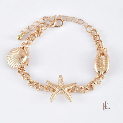 5pcs Summer Splash Gold Color Beach Bracelet Set