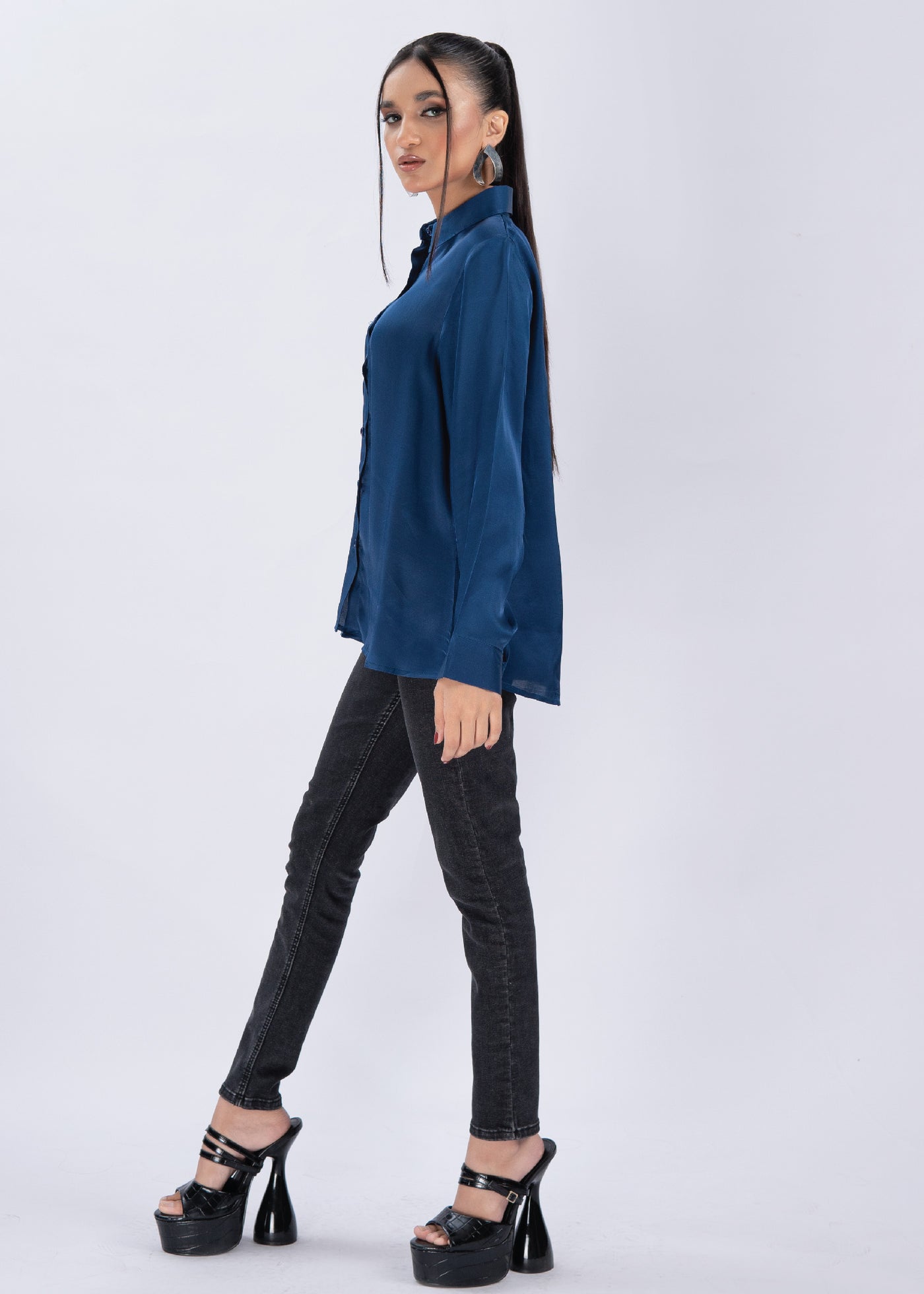 Classic Satin Shirt - Blue