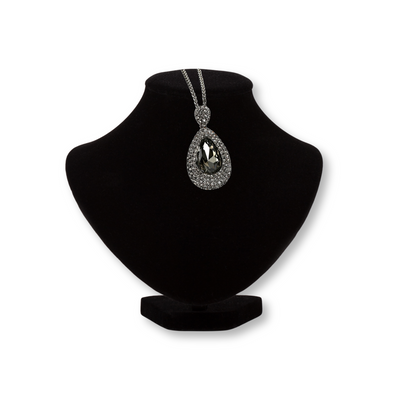 Water Drop Greyish Black Crystal Necklace