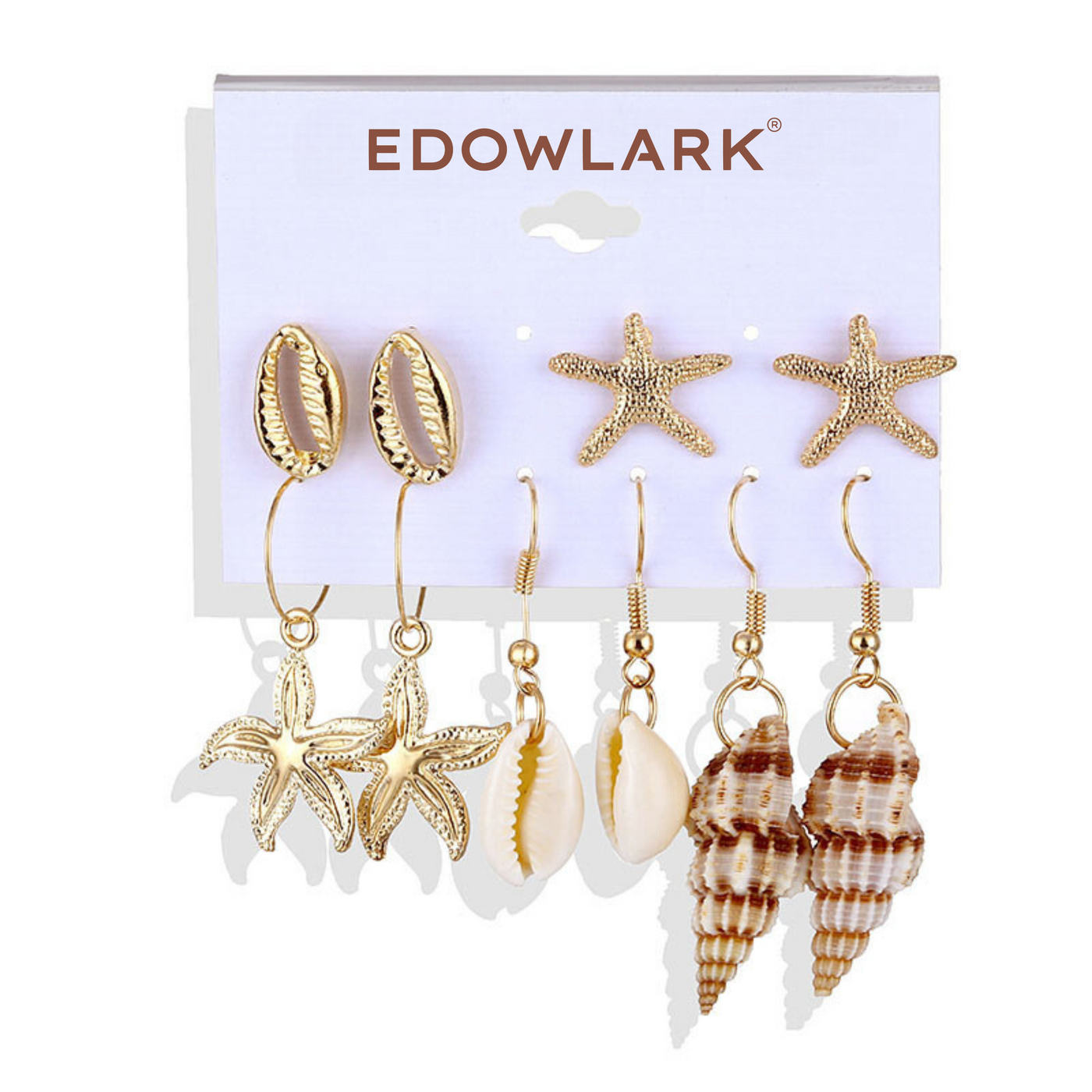 5pcs Starfish Shell Beach Earrings Set