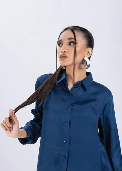 Classic Satin Shirt - Blue