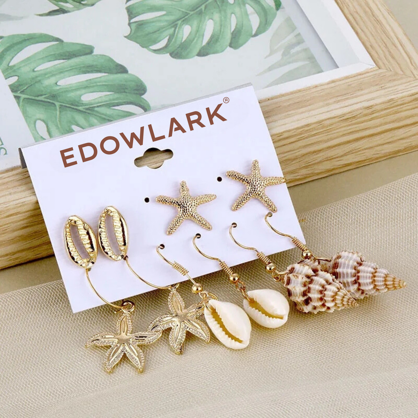 5pcs Starfish Shell Beach Earrings Set