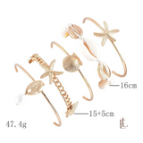 5pcs Summer Splash Gold Color Beach Bracelet Set-2