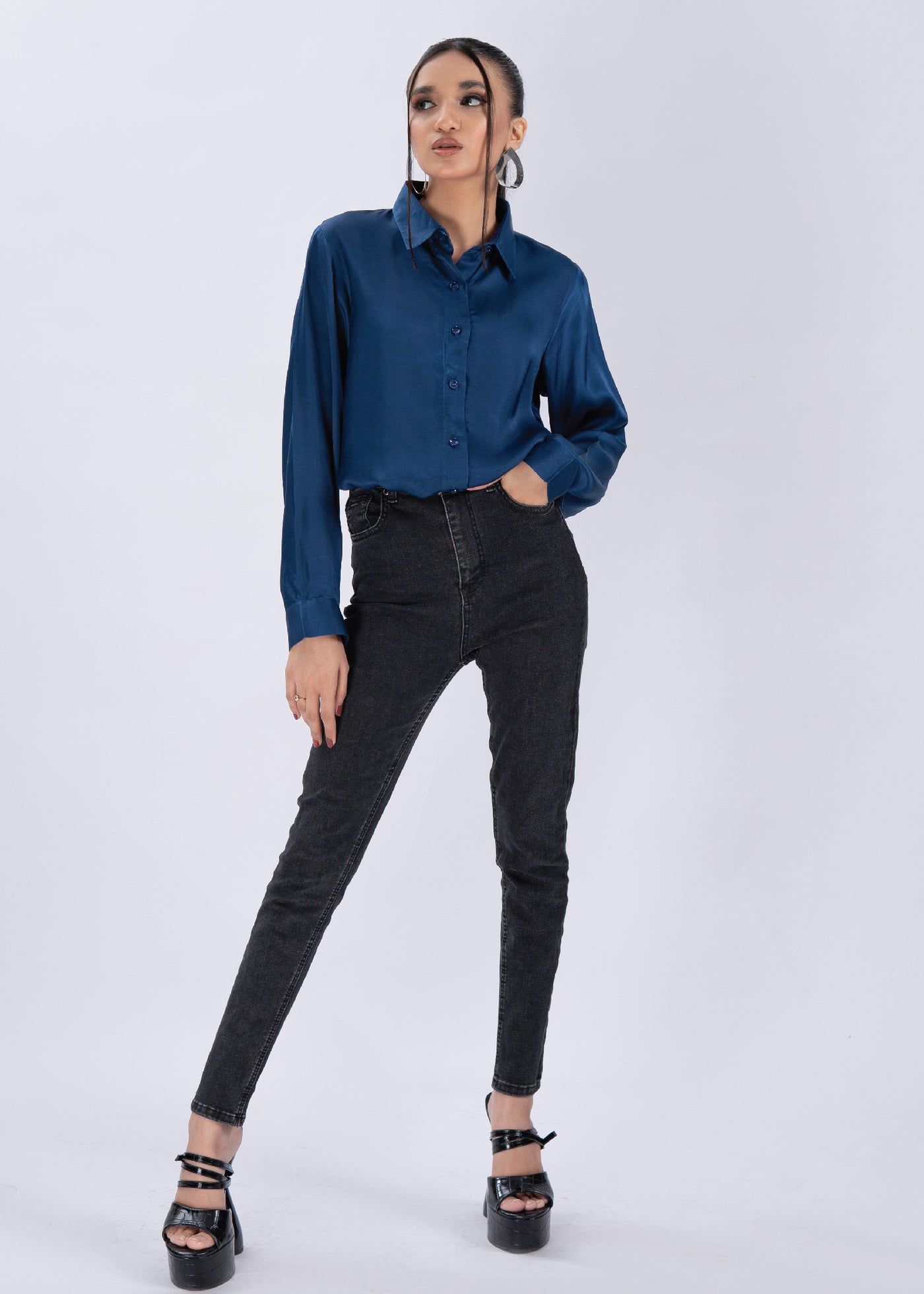 Classic Satin Shirt - Blue