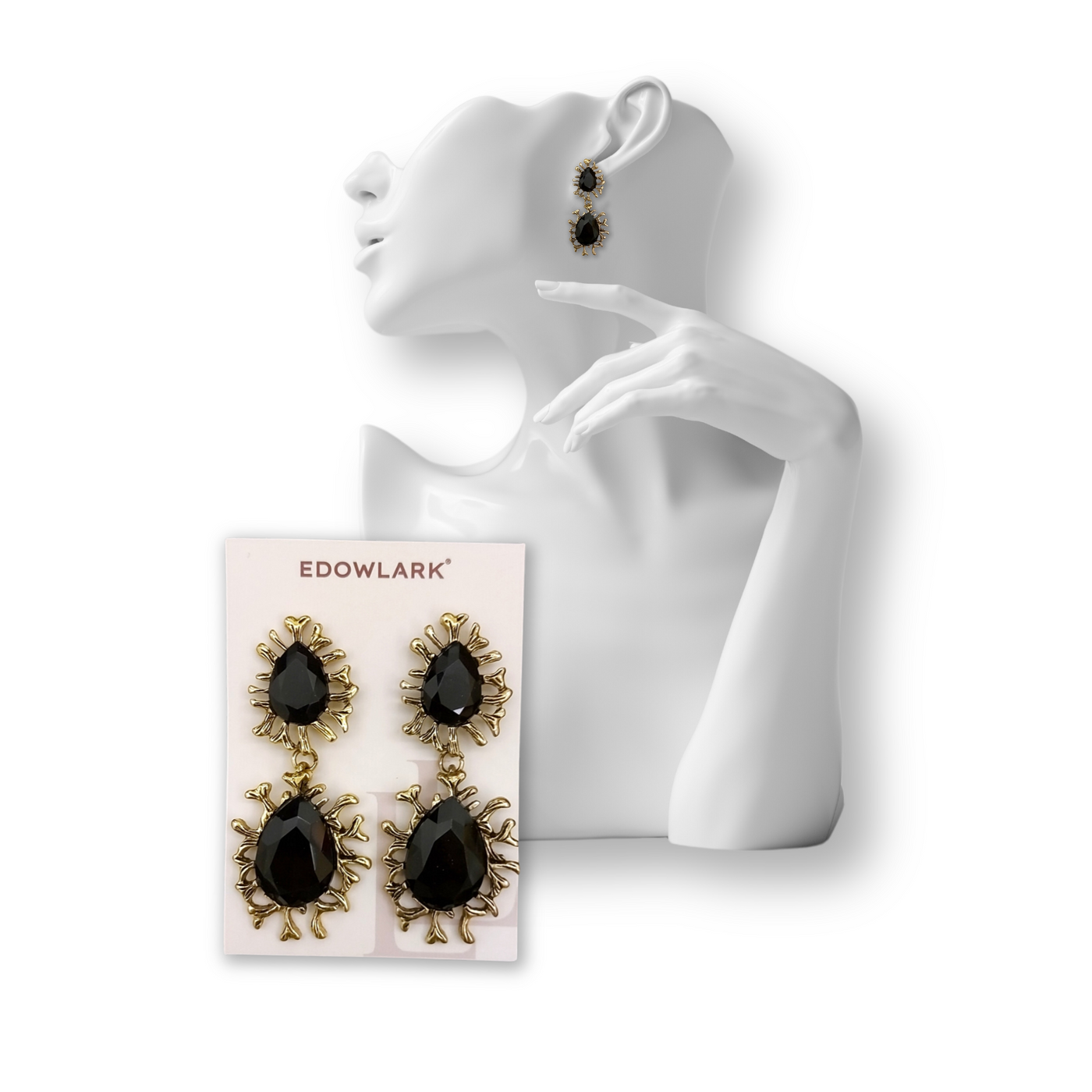 Bohu Black Leaf Hanging Earrings