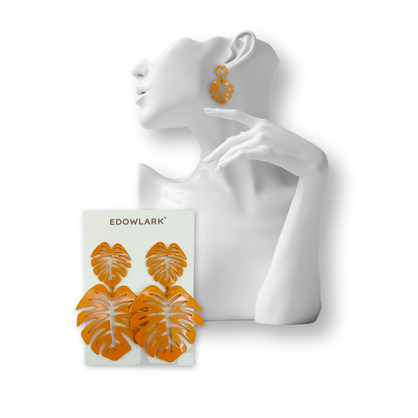 Orange Leaf Earrings