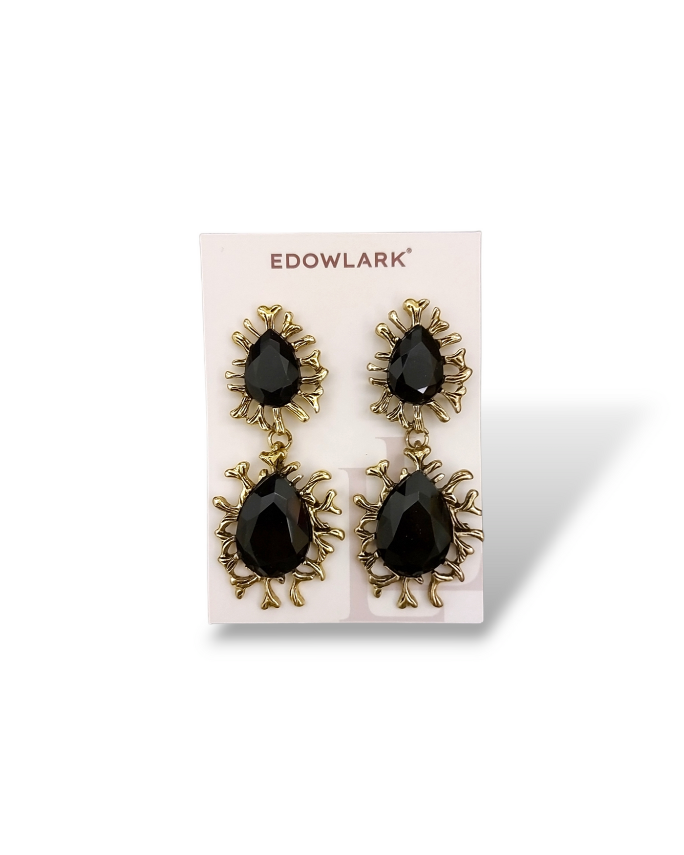 Bohu Black Leaf Hanging Earrings