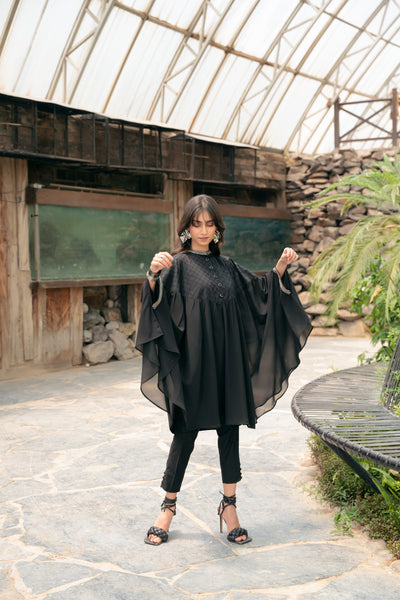 Cape With Designer Details - Black