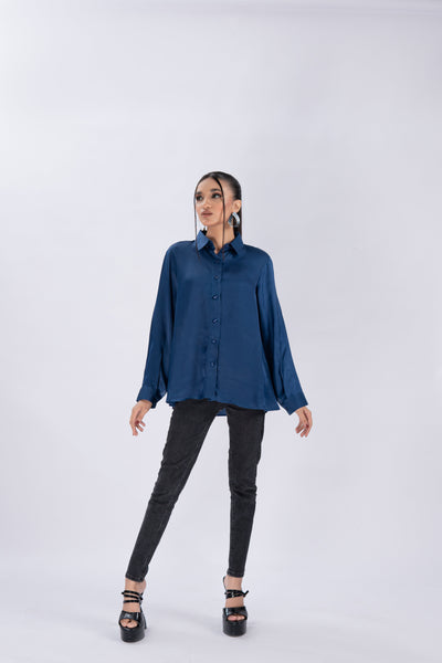 Classic Satin Shirt - Blue