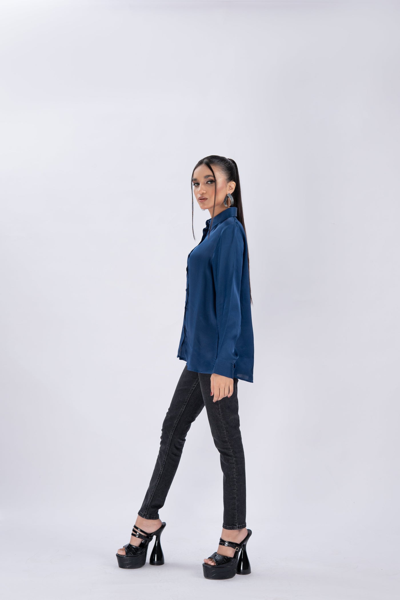 Classic Satin Shirt - Blue