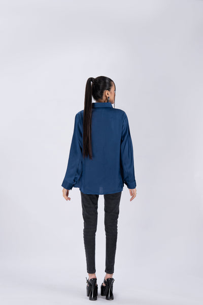 Classic Satin Shirt - Blue