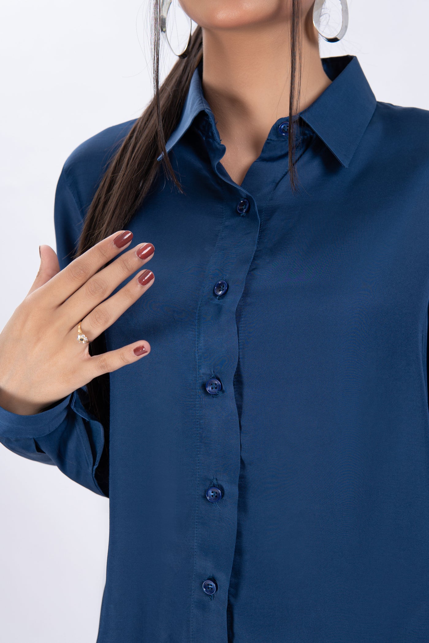 Classic Satin Shirt - Blue