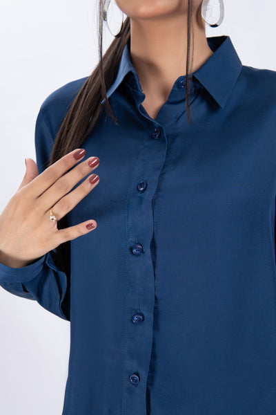 Classic Satin Shirt - Blue