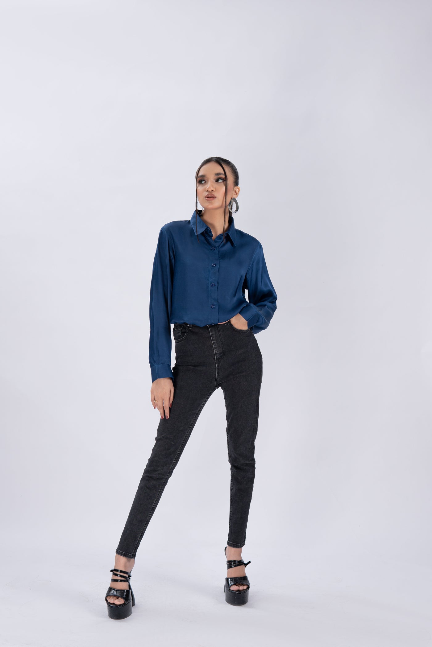 Classic Satin Shirt - Blue