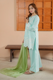 Aqua Blue Embroidered Lawn 3PC