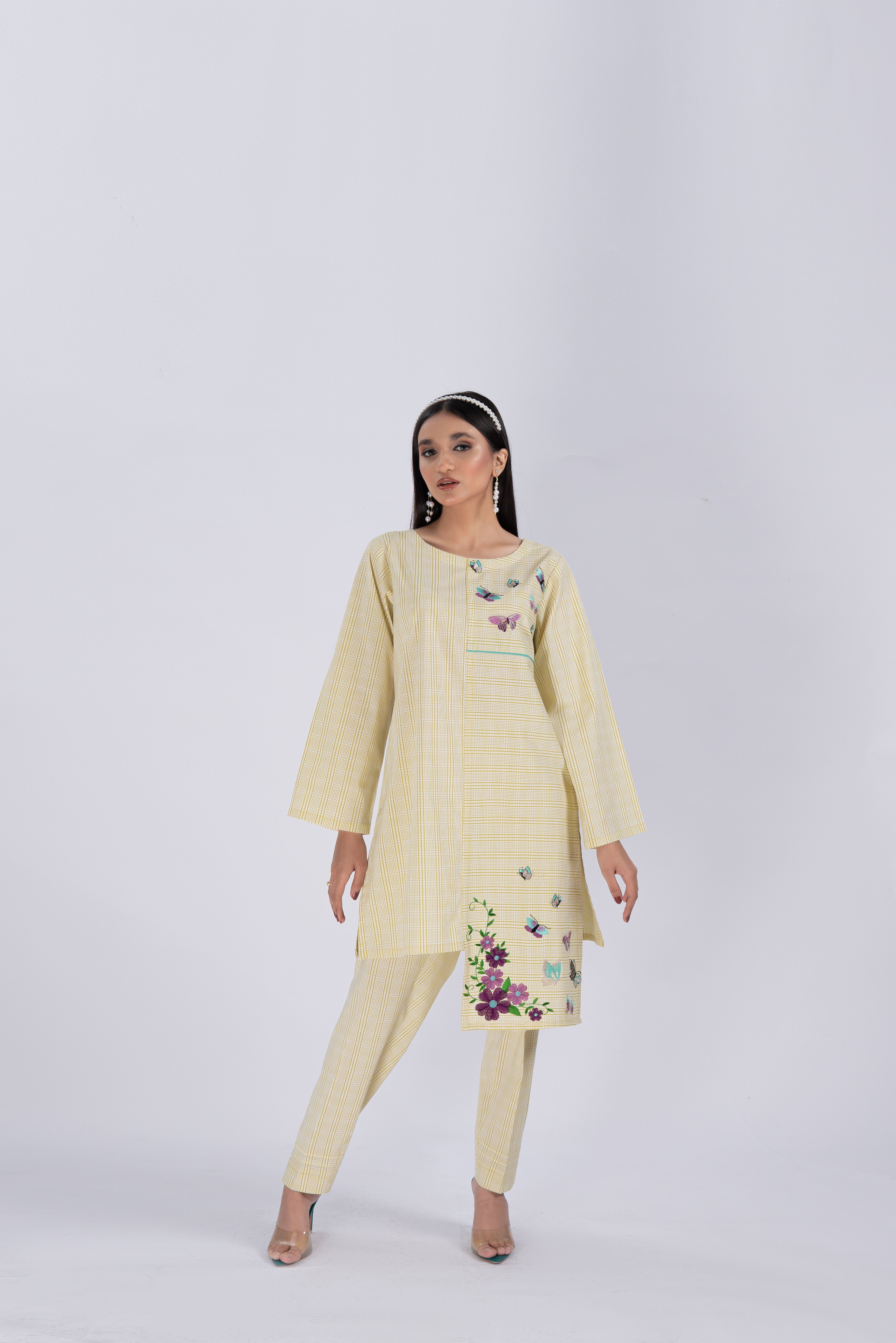 LimeGreen 2PC Embroidered Co-Ord Set