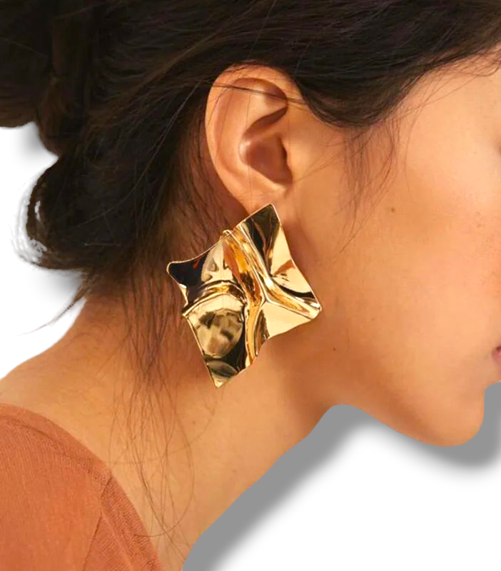 Gold Twisted Geometric Earrings