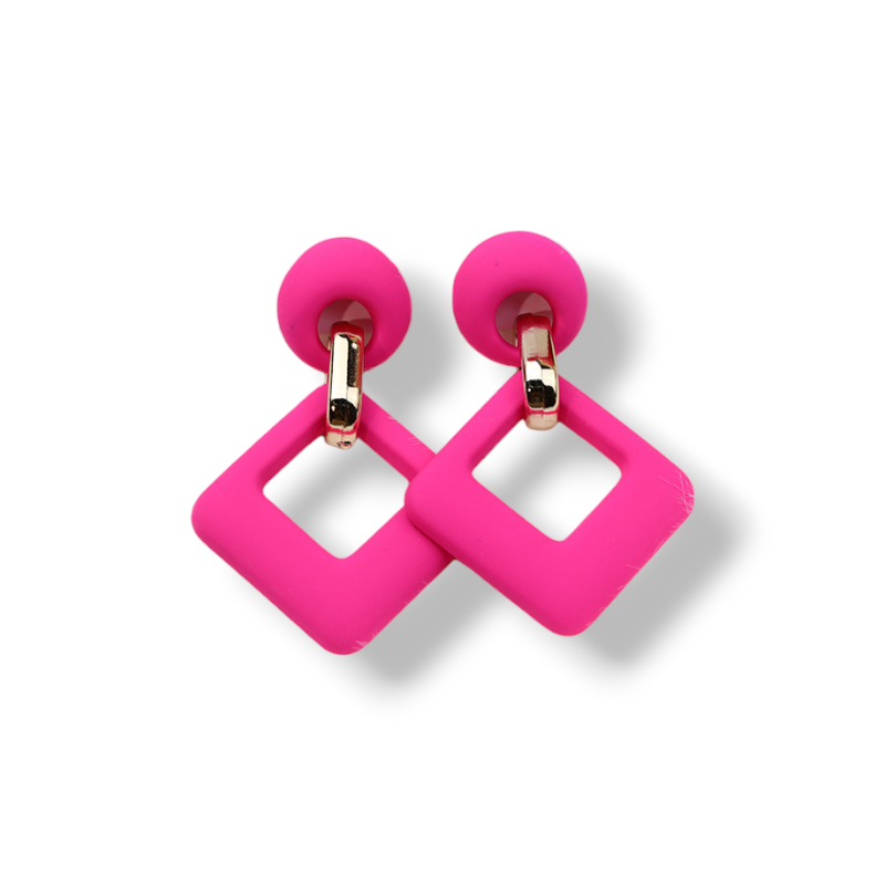 Pink Acrylic Irregular Geometric Earrings