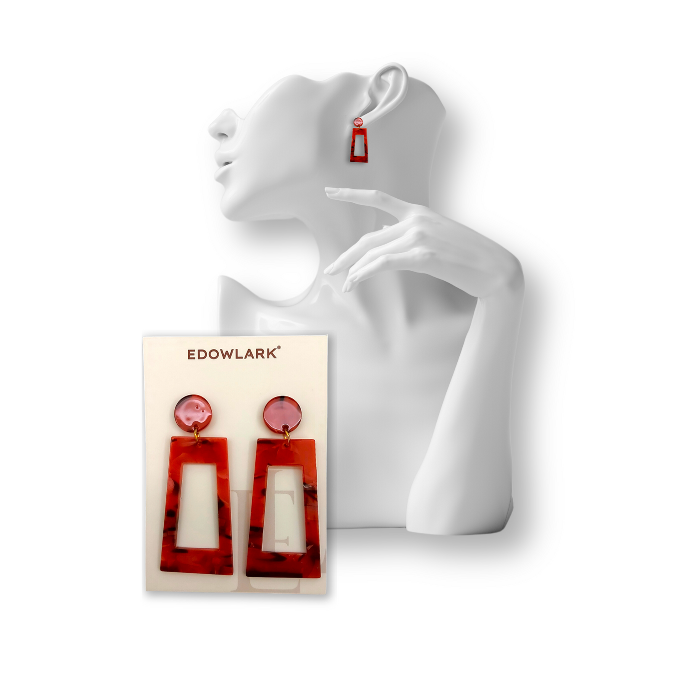 Red Acrylic Drop Earrings