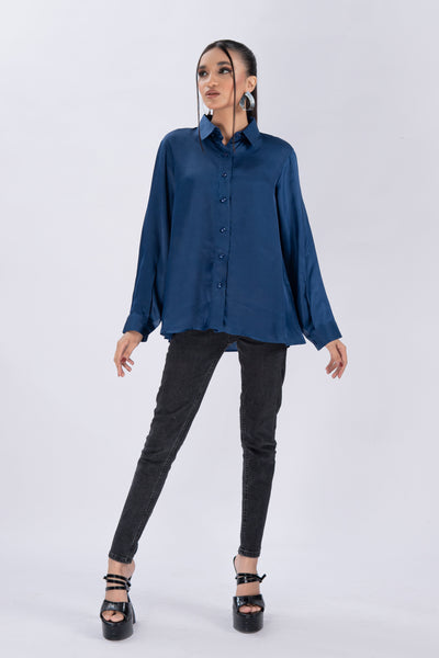 Classic Satin Shirt - Blue