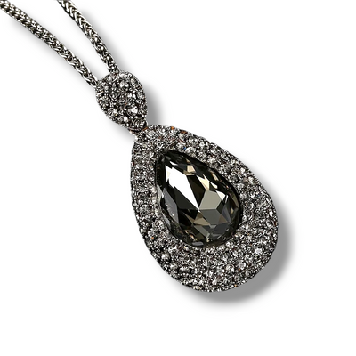 Water Drop Greyish Black Crystal Necklace