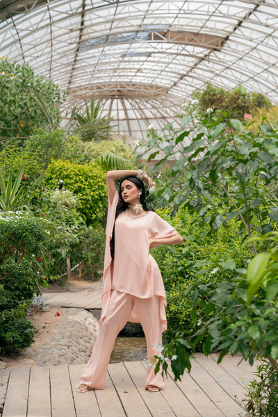 Beaded Cape Dress - Powder Pink