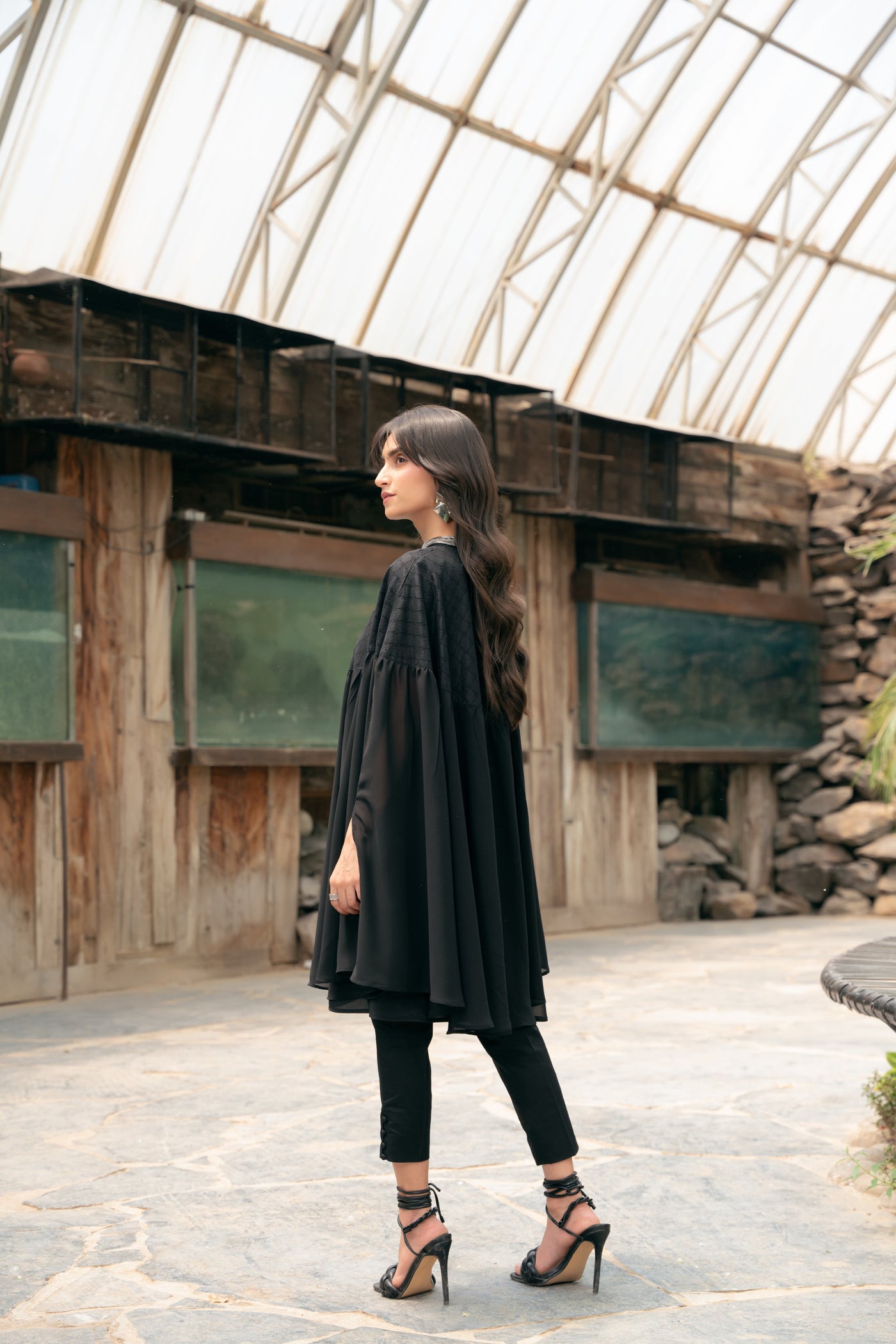 Cape With Designer Details - Black