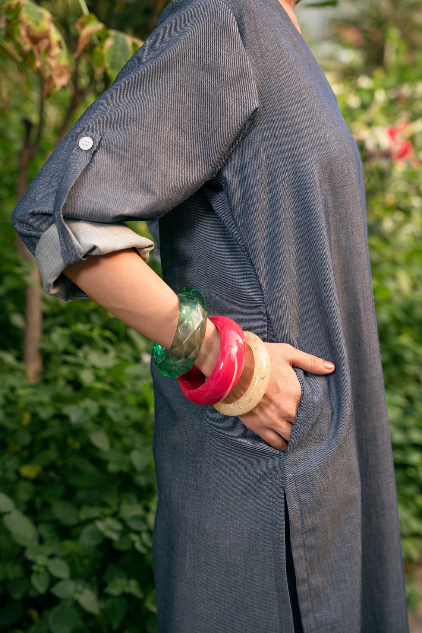 Embroidered Denim Shirt - Blue