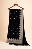 Black Velvet Luxe Embroidered Shawl (11,000 Micron)